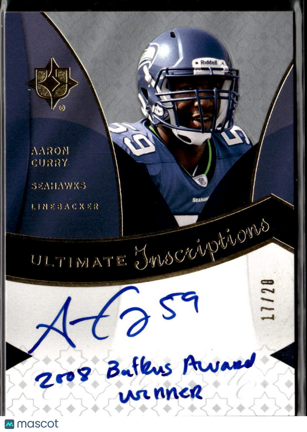 Aaron Curry 2009 Upper Deck Ultimate Inscription Auto Autograph 17/20 Seahawks