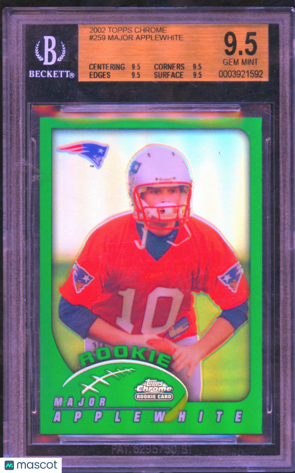 Major Applewhite 2002 Topps Chrome Refractor Rookie Longhorns Patriots BGS 9.5