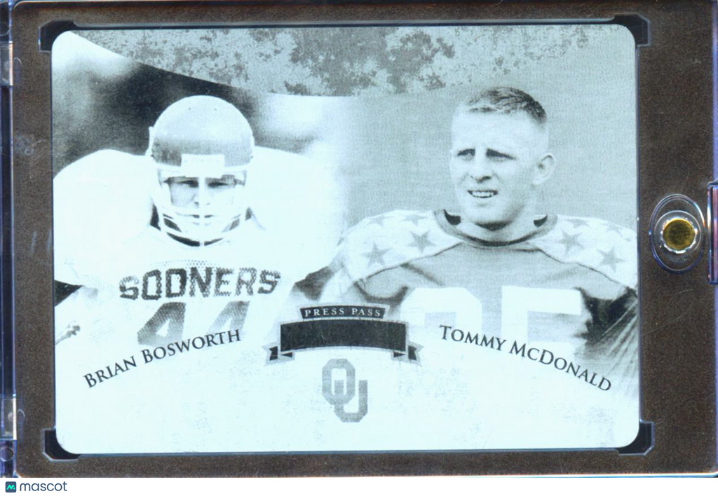 Brian Bosworth / Tommy McDonald 2008 Press Pass Printing Plate 1/1 Oklahoma