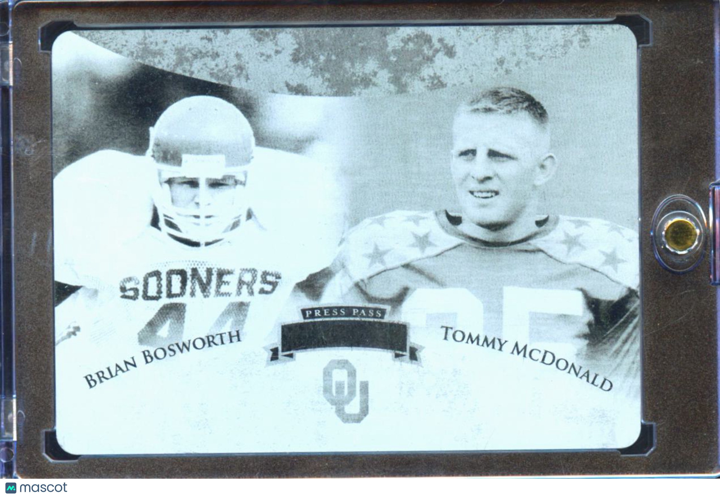 Brian Bosworth / Tommy McDonald 2008 Press Pass Printing Plate 1/1 Oklahoma