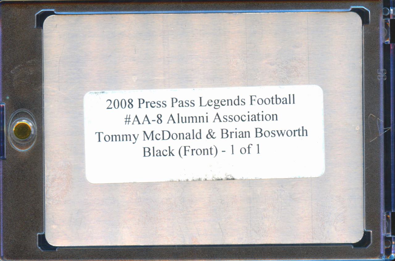 Brian Bosworth / Tommy McDonald 2008 Press Pass Printing Plate 1/1 Oklahoma