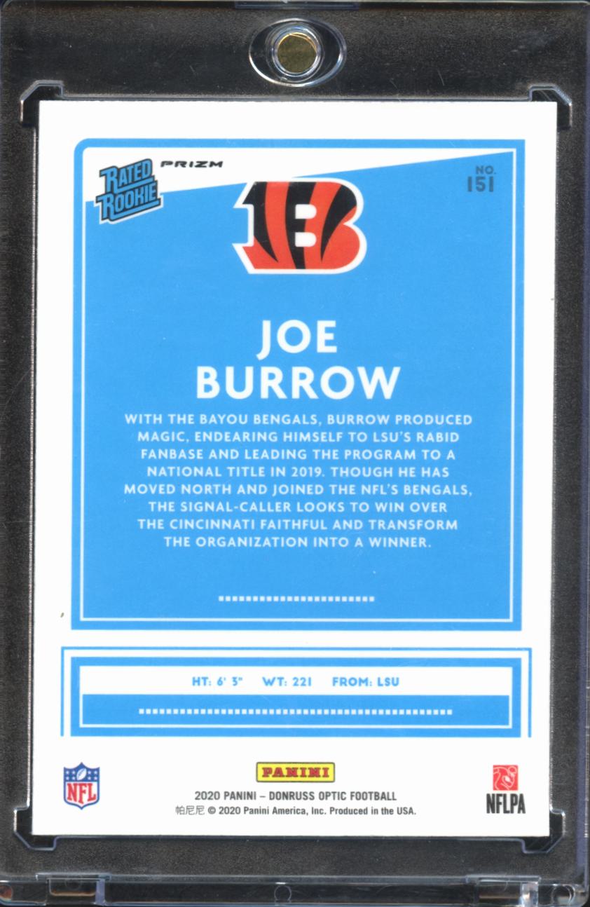 Joe Burrow 2020 Optic Rated Rookie Silver HOLO Prizm #151 Cincinnati Bengals
