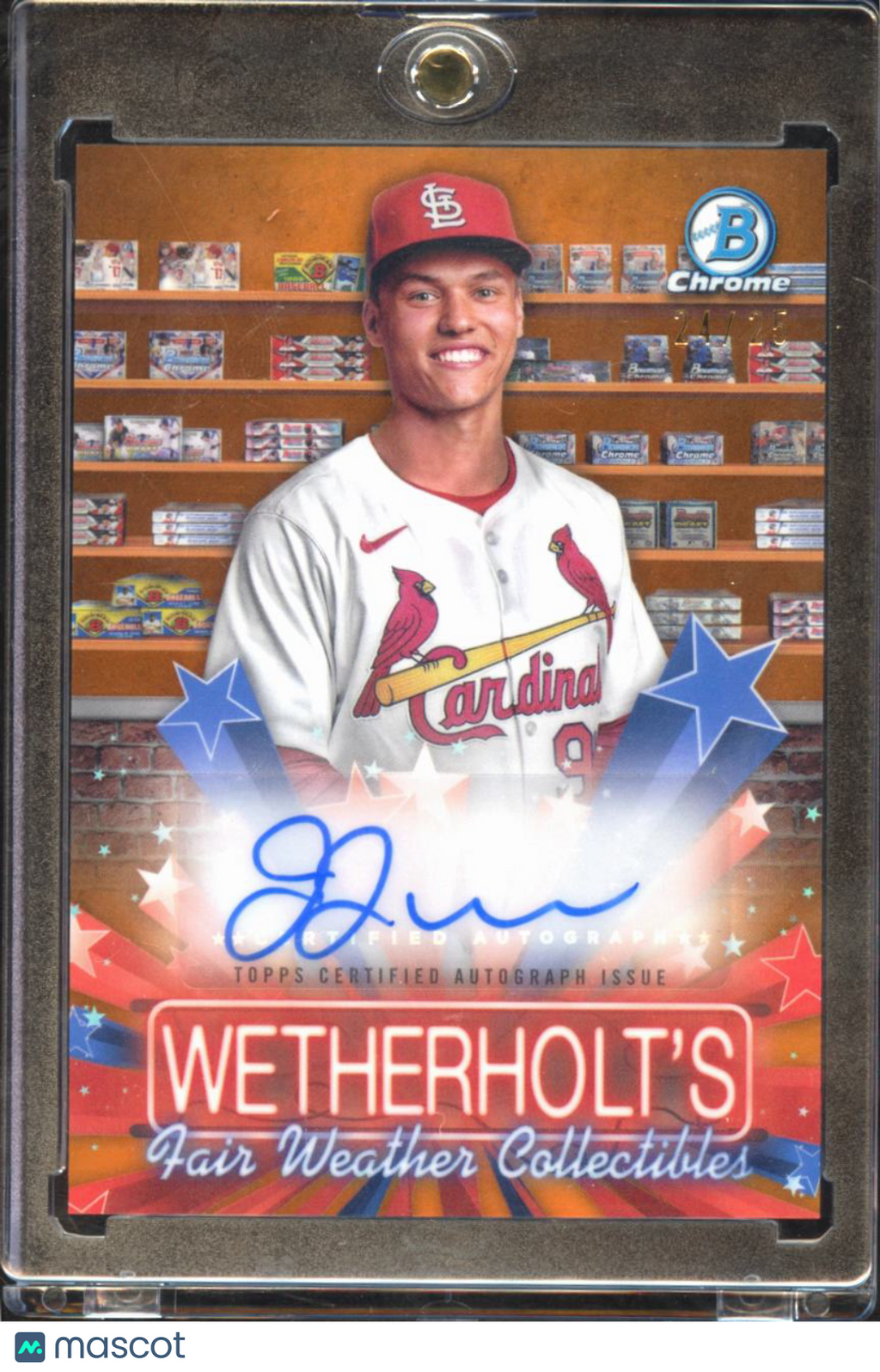JJ Wetherholt 2025 Bowman Chrome Auto Autograph Orange 24/25 St. Louis Cardinals