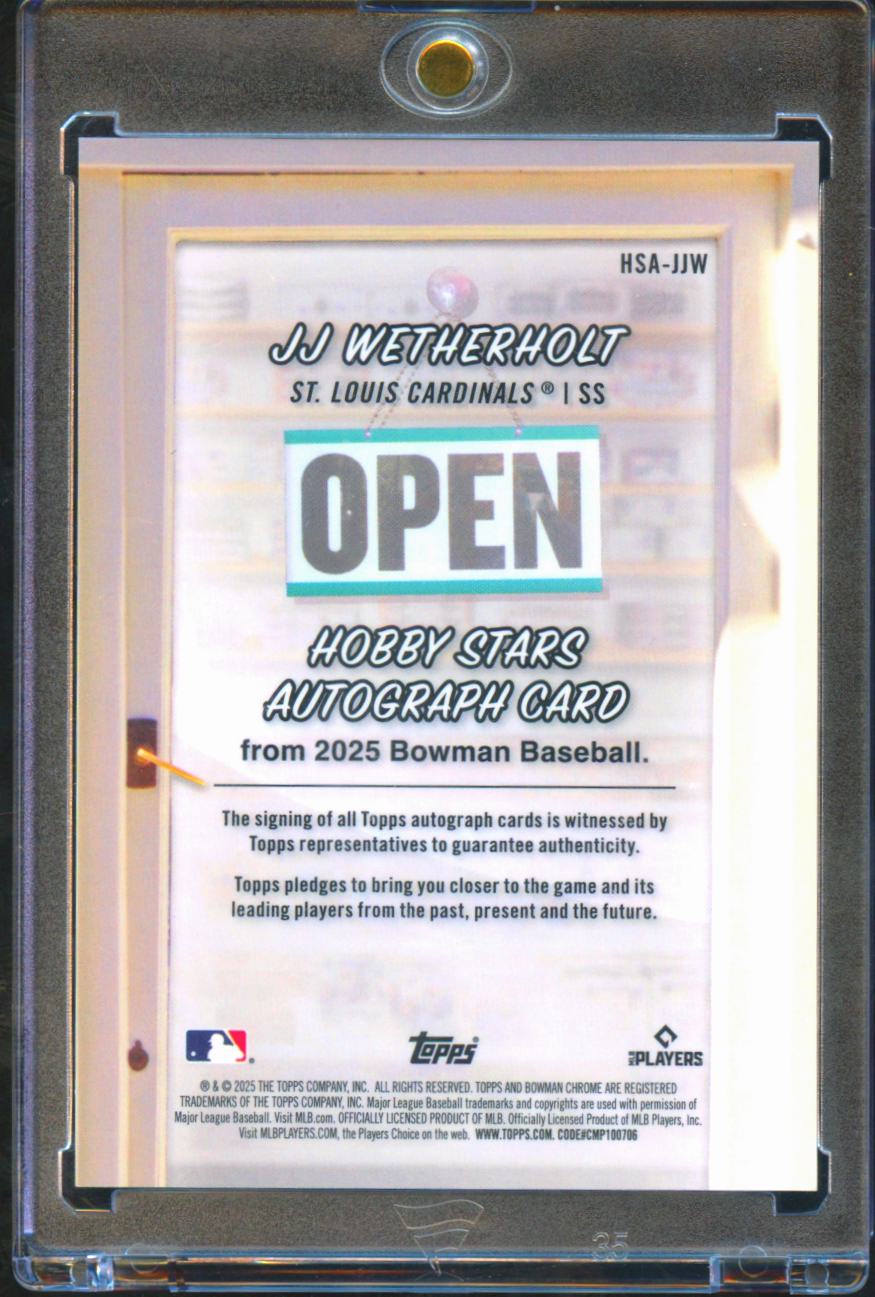 JJ Wetherholt 2025 Bowman Chrome Auto Autograph Orange 24/25 St. Louis Cardinals