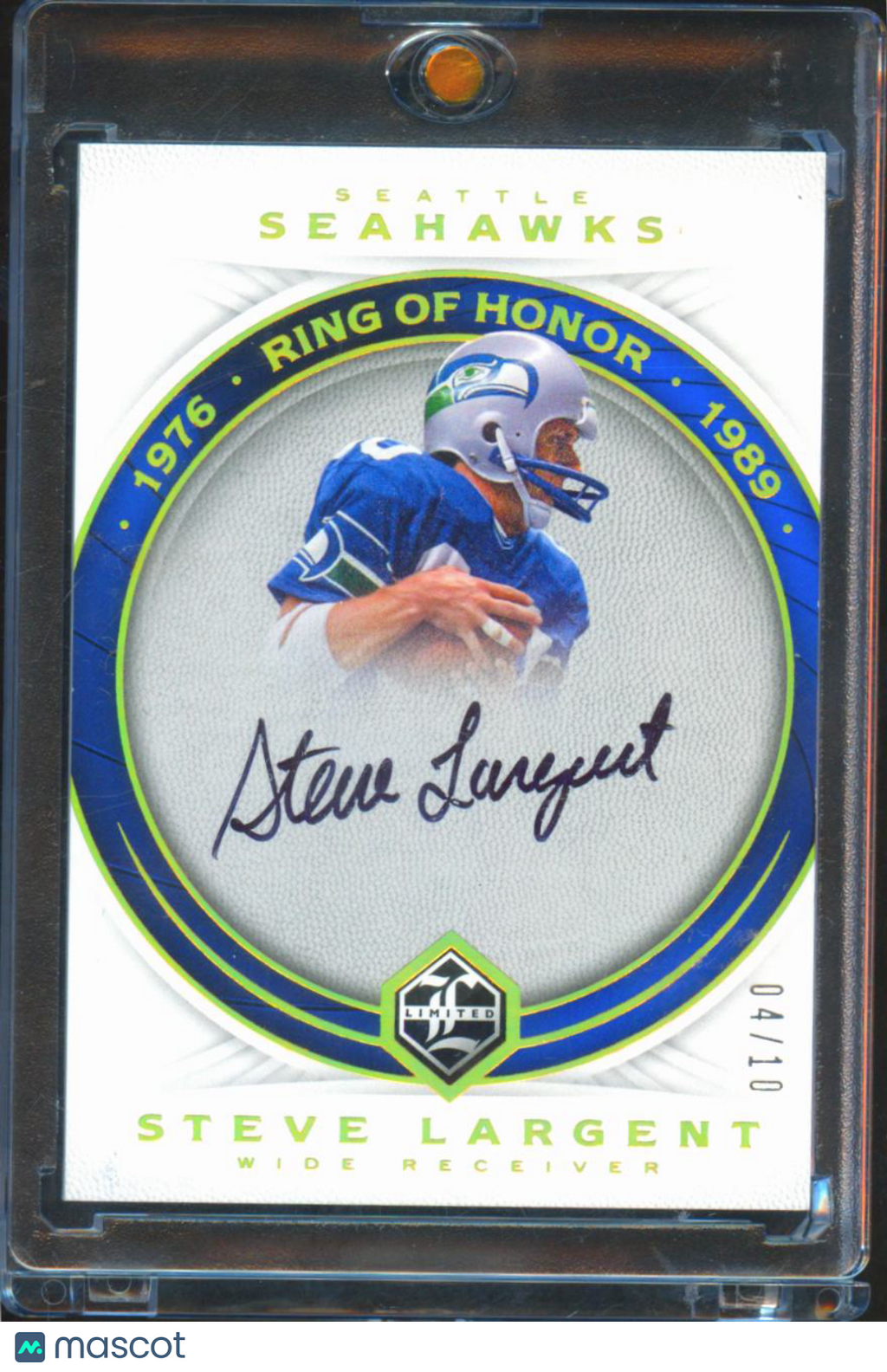 Steve Largent 2017 Limited Ring of Honor Auto Autograph 4/10 Seattle Seahawks
