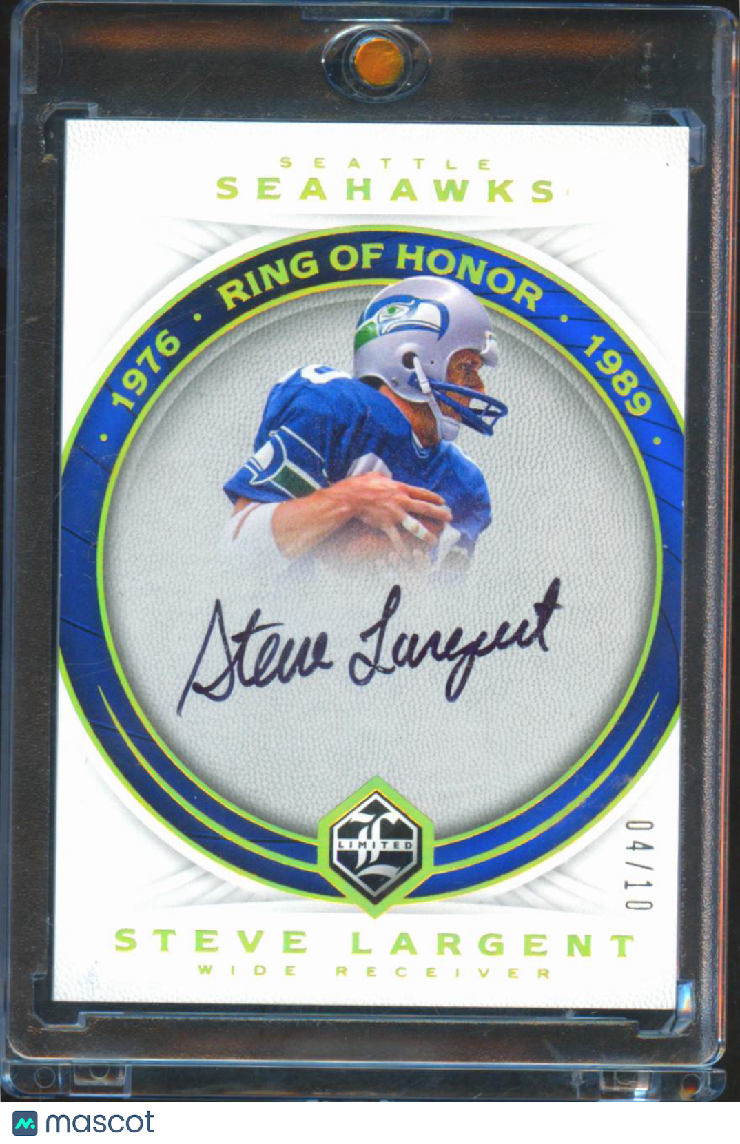 Steve Largent 2017 Limited Ring of Honor Auto Autograph 4/10 Seattle Seahawks