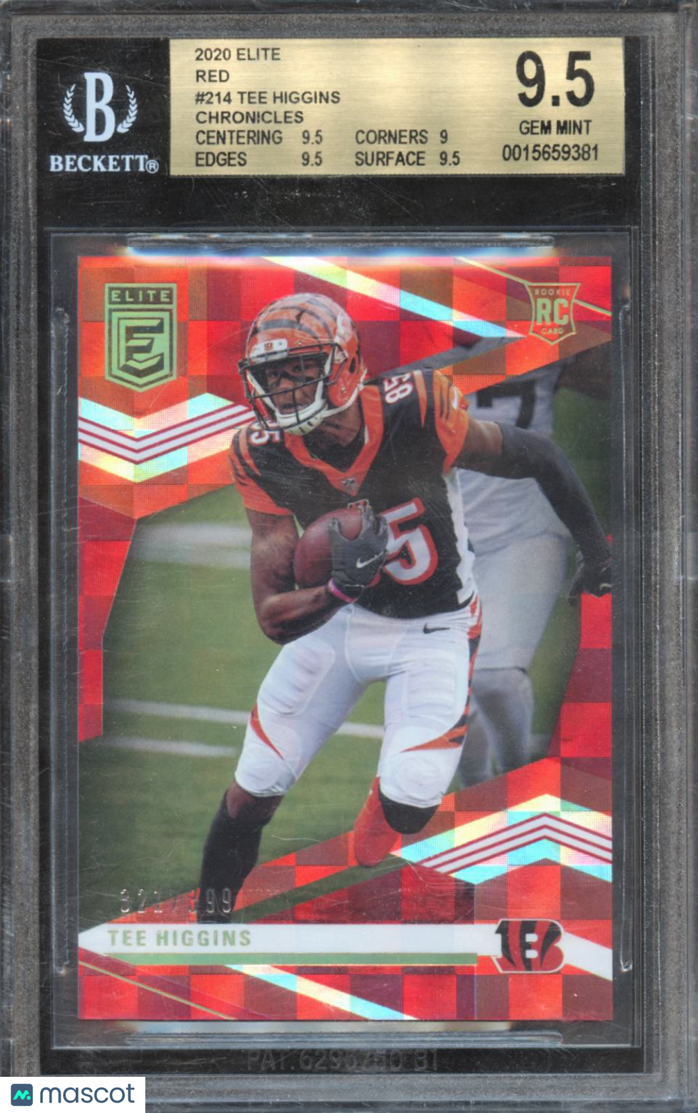 Tee Higgins 2020 Elite Red Rookie RC Cincinnati Bengals 321/399 BGS 9.5