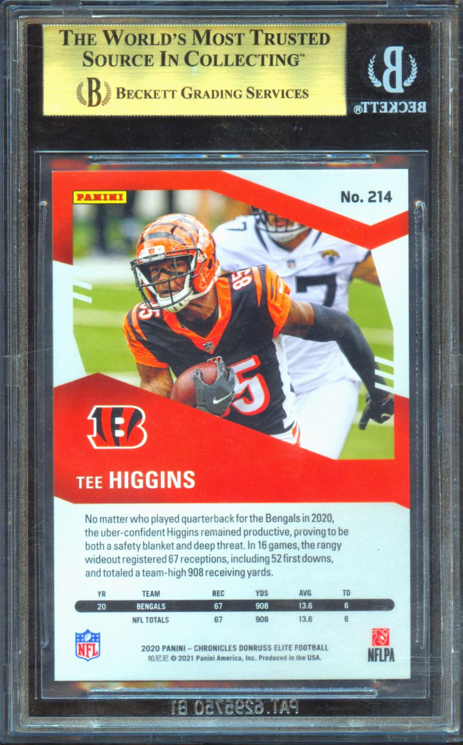Tee Higgins 2020 Elite Red Rookie RC Cincinnati Bengals 321/399 BGS 9.5