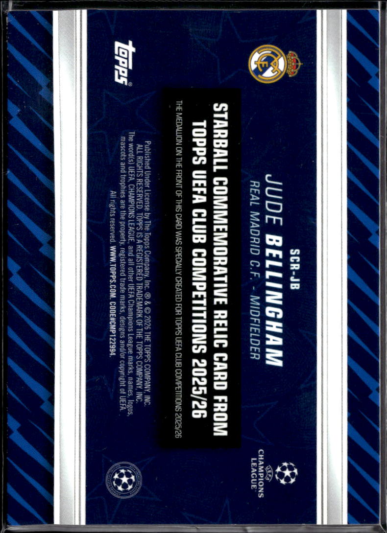 Jude Bellingham 2026 Topps Starball Commemorative Relic Green 84/99 Real Madrid