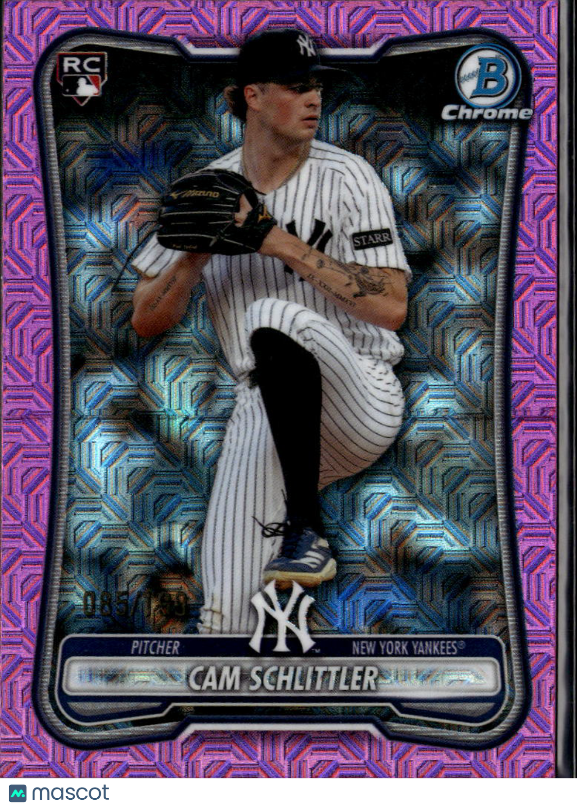 Cam Schlittler 2026 Bowman Chrome RC Pink Mojo Rookie 85/199 New York Yankees