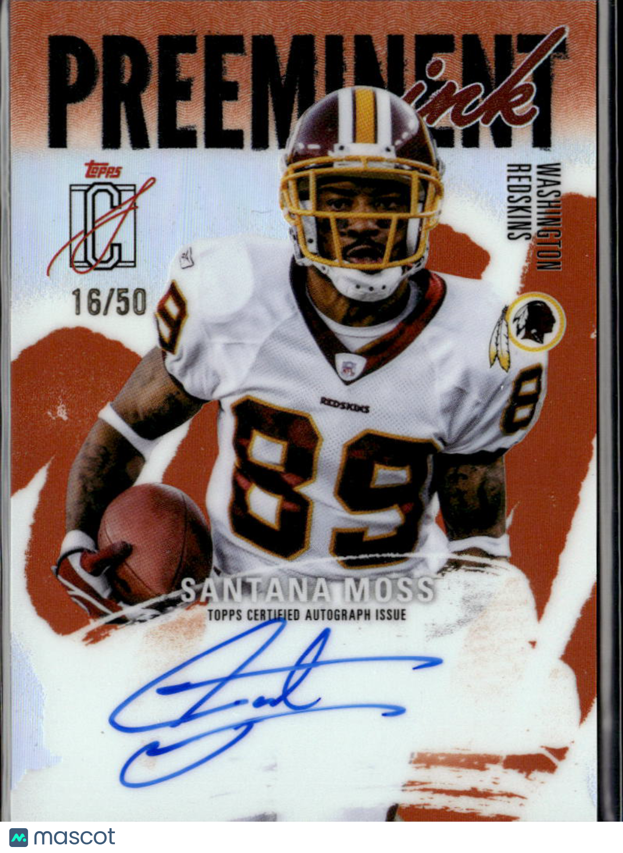 Santana Moss 2025 Topps Signature Class Orange Auto Autograph 16/50 Redskins