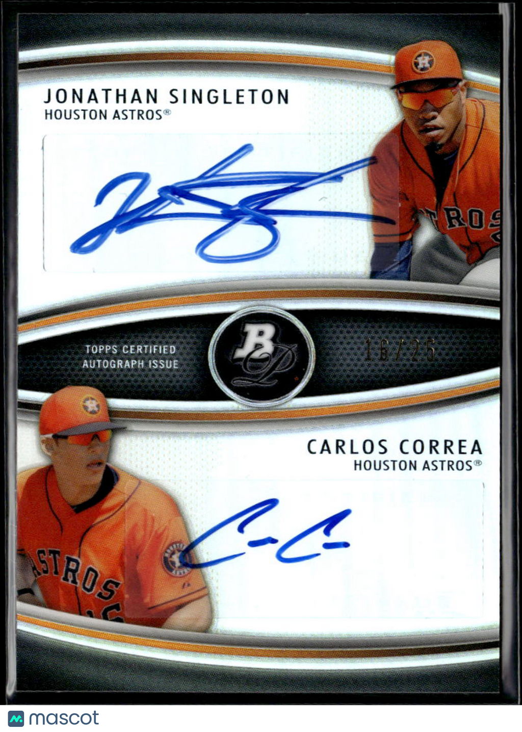 Carlos Correa / Singleton 2013 Bowman Platinum Dual Auto Autograph /25 Astros