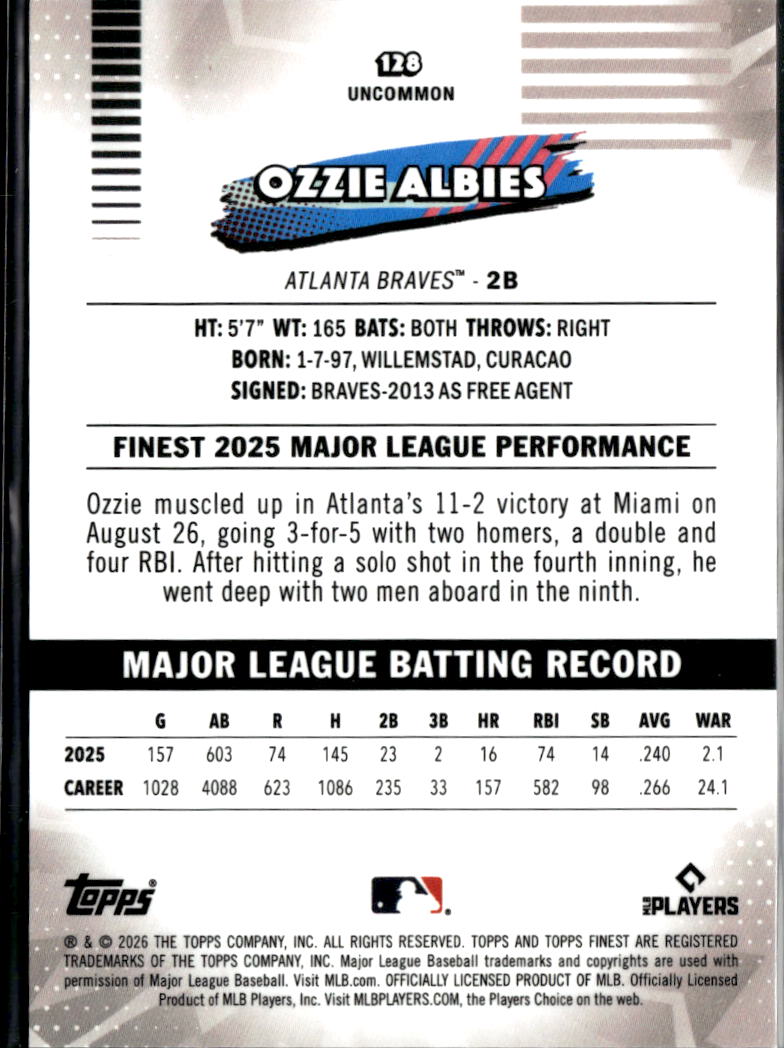 Ozzie Albies 2026 Topps Finest Orange Refractor 5/25 Atlanta Braves
