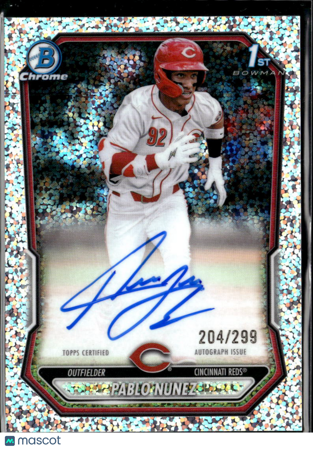 Pablo Nunez 2026 Bowman Chrome 1st Auto Autograph 204/299 Cincinnati Reds