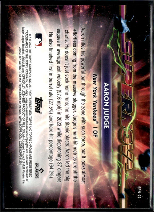 Aaron Judge 2024 Topps Chrome Supernova SSP CASE HIT New York Yankees