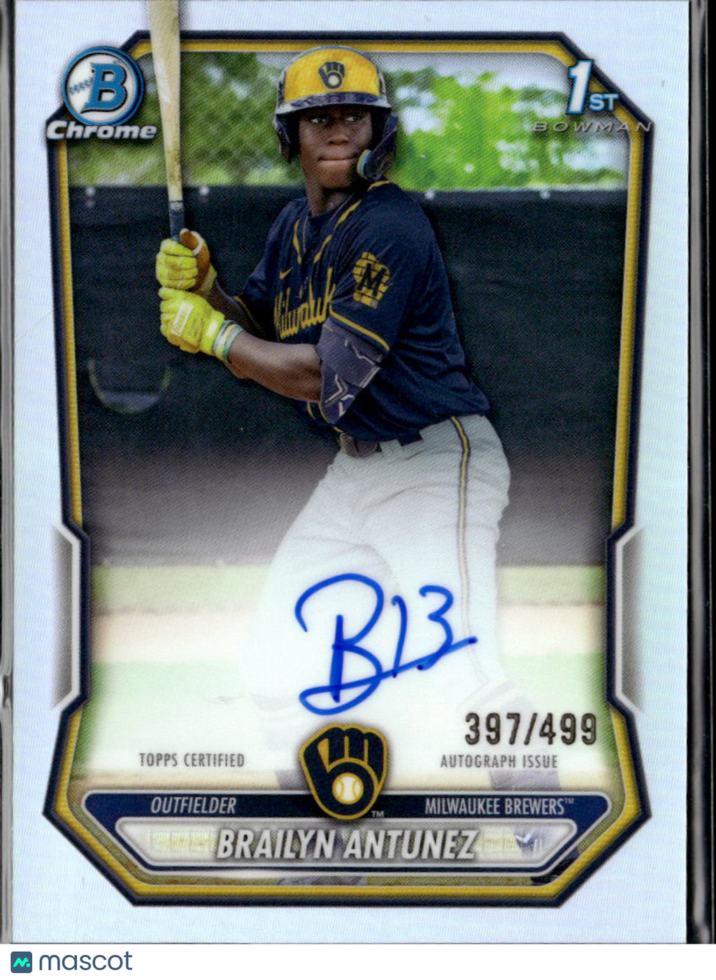 Brailyn Antunez 2026 Bowman Chrome 1st Auto Autograph 397/499 Milwaukee Brewers