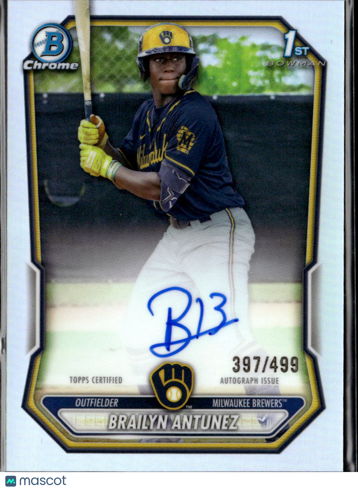 Brailyn Antunez 2026 Bowman Chrome 1st Auto Autograph 397/499 Milwaukee Brewers