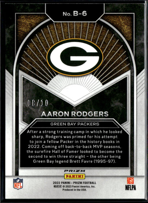 Aaron Rodgers 2023 Prizm Brilliance GOLD Prizm /10 Green Bay Packers