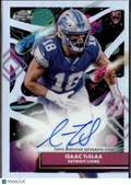 Isaac TeSlaa 2025 Topps Chrome Cosmic Auto Autograph Refractor RC Detroit Lions