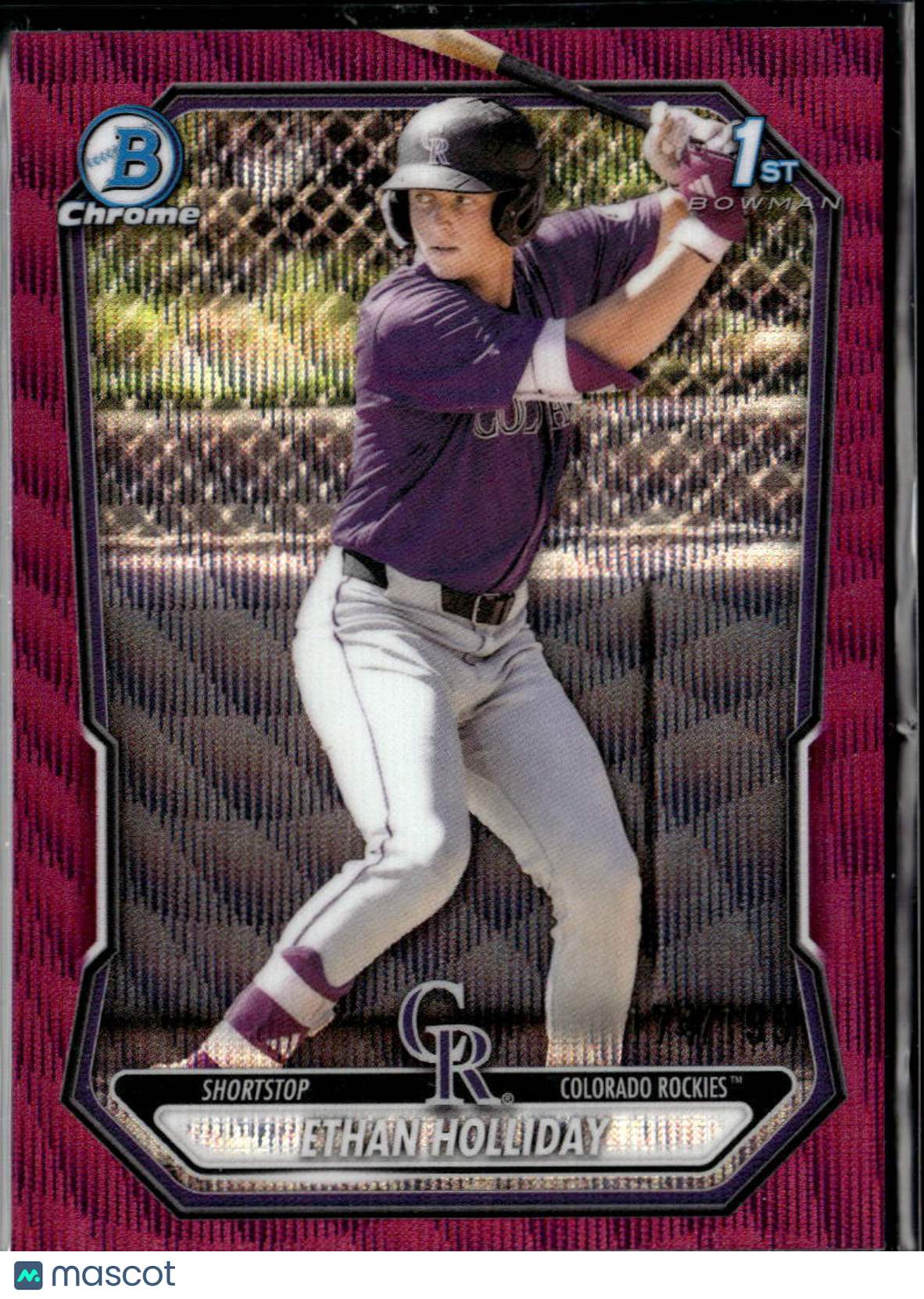 Ethan Holliday 2026 Bowman Chrome 1st Purple Wave Refractor 174/199 Rockies