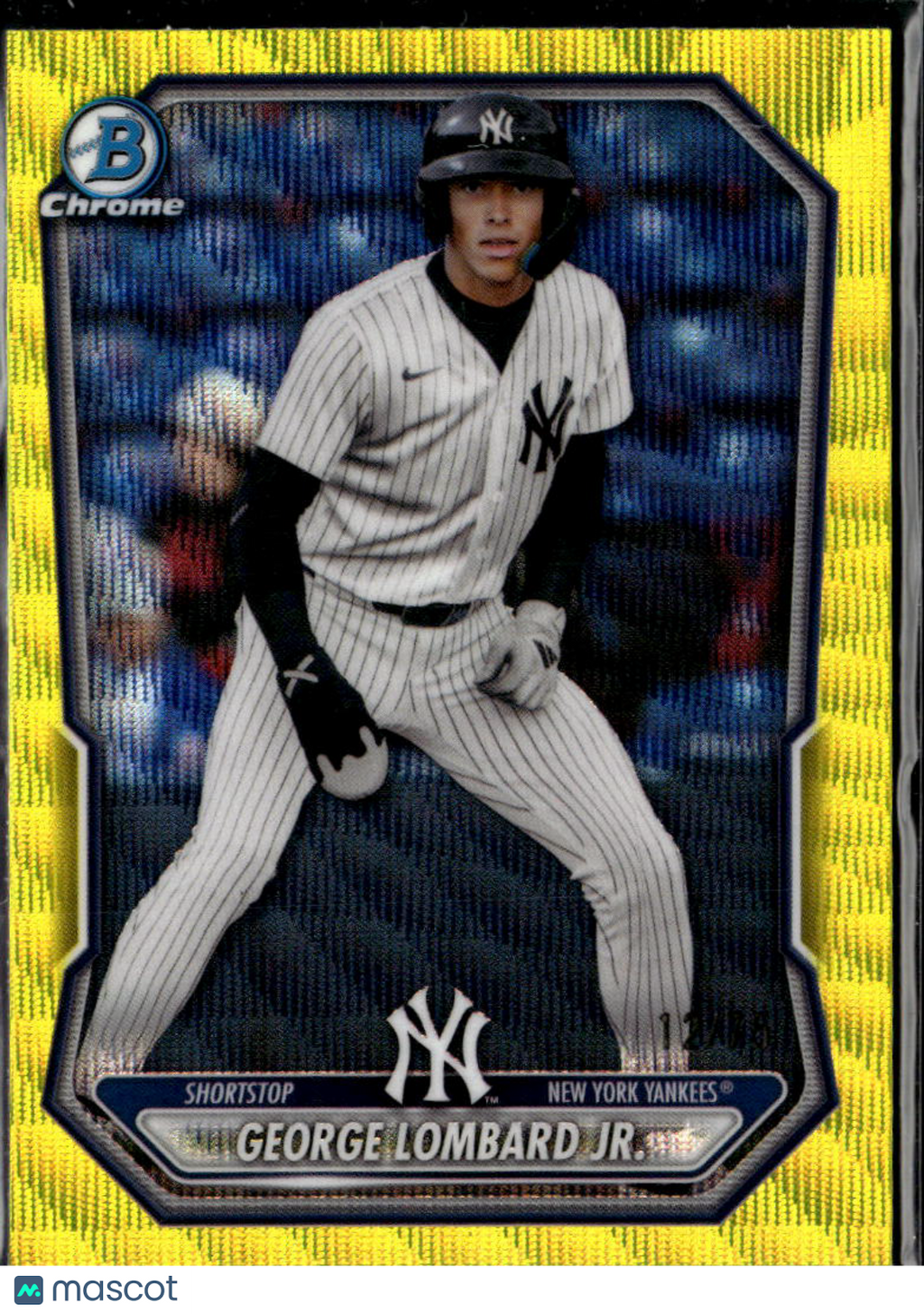 George Lombard Jr. 2026 Bowman Chrome Yellow Wave Refractor 12/75 NY Yankees