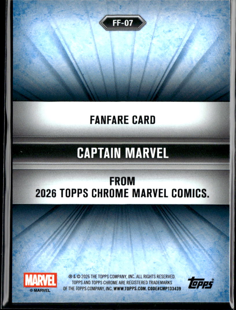 Captain Marvel 2026 Topps Chrome Marvel Fanfare SSP #FF-07