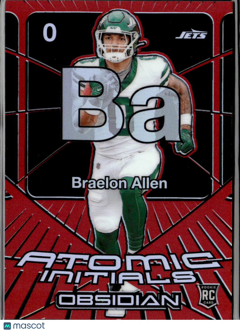 Braelon Allen 2024 Obsidian Atomic Initials Red Rookie RC 16/75 New York Jets