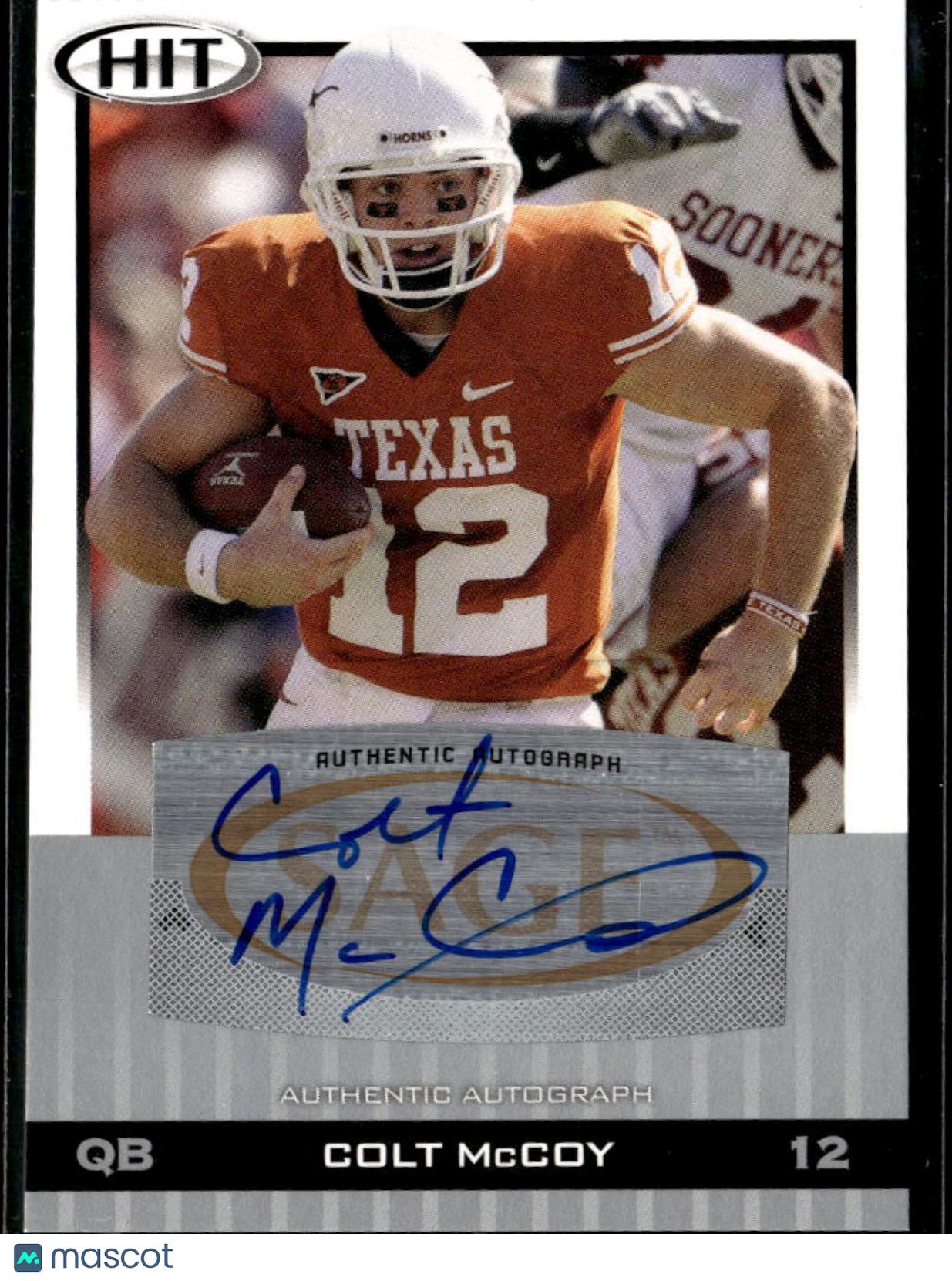 Colt McCoy 2010 SAGE HIT Auto Autograph RC Rookie Texas Longhorns