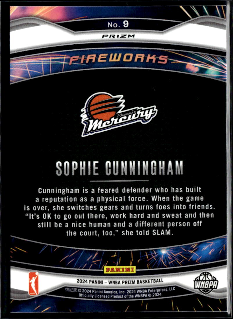 Sophie Cunningham 2024 Prizm WNBA Fireworks Green Prizm Phoenix Mercury