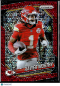 Xavier Worthy 2025 Prizm Red Disco Prizm 24/99 Kansas City Chiefs