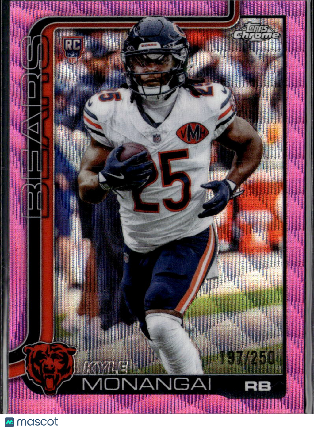 Kyle Monangai 2025 Topps Chrome RC Pink Refractor 197/250 Chicago Bears