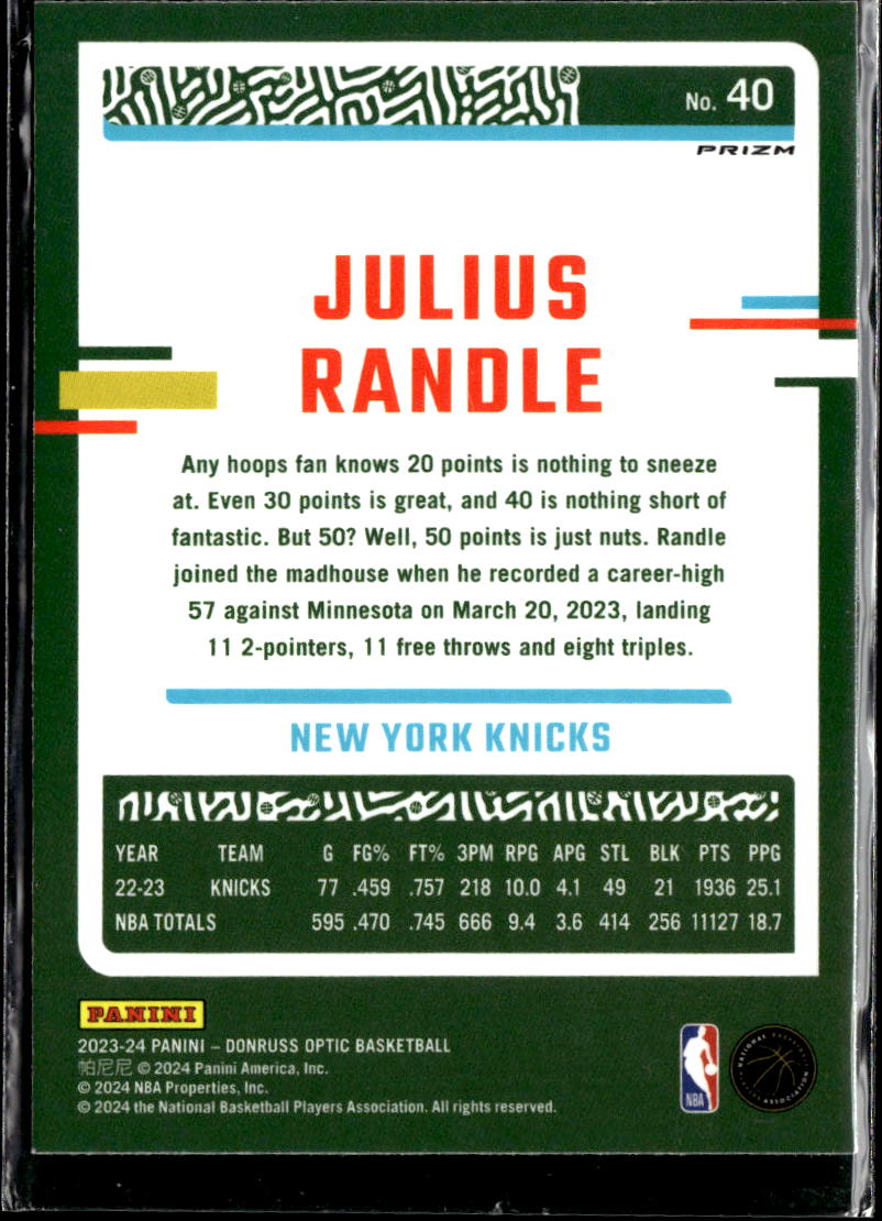 Julius Randle 2023-24 Optic Checkerboard Prizm SSP New York Knicks