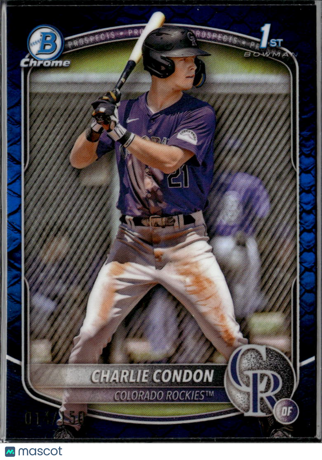 Charlie Condon 2025 Bowman Chrome 1st Blue Reptilian Refractor 14/150 Rockies