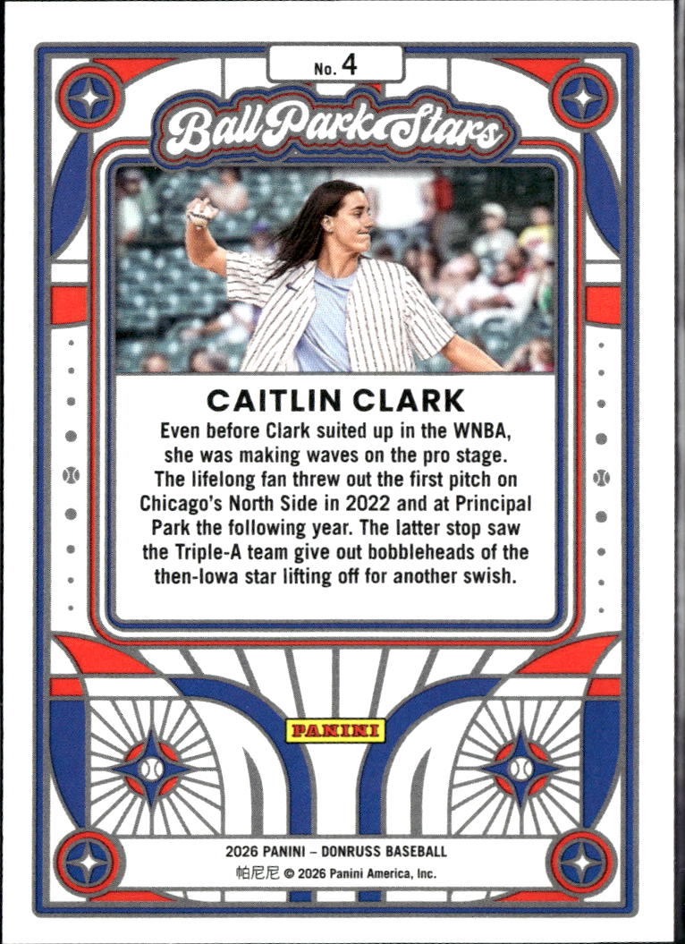 Caitlin Clark 2026 Donruss Ball Park Stars SSP CASE HIT Iowa Hawkeyes