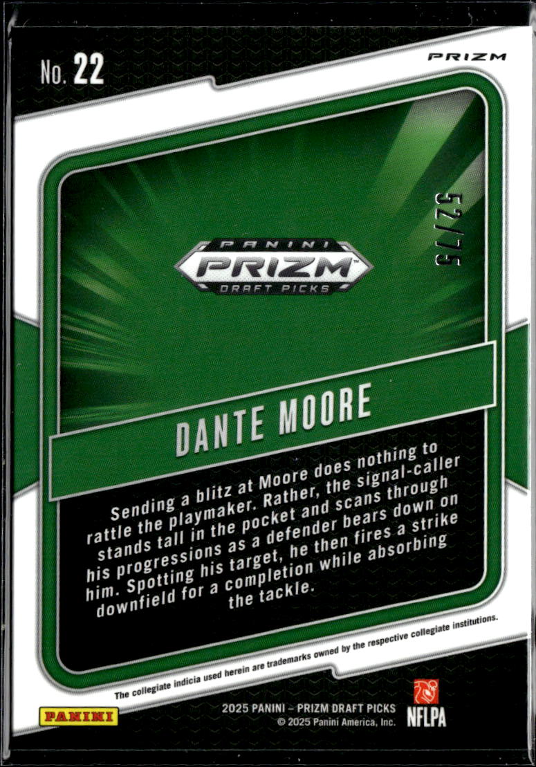 Dante Moore 2025 Panini Prizm Draft Picks Hype Orange /75 UCLA Bruins