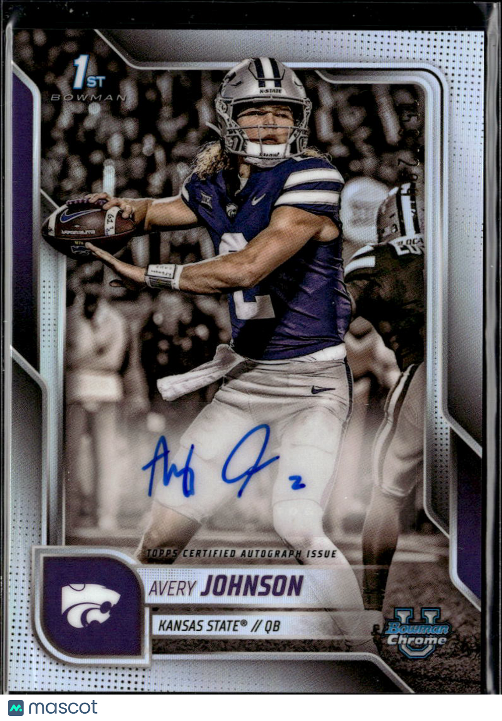 Avery Johnson 2025 Bowman Chrome 1st Auto Autograph /299 Kansas State