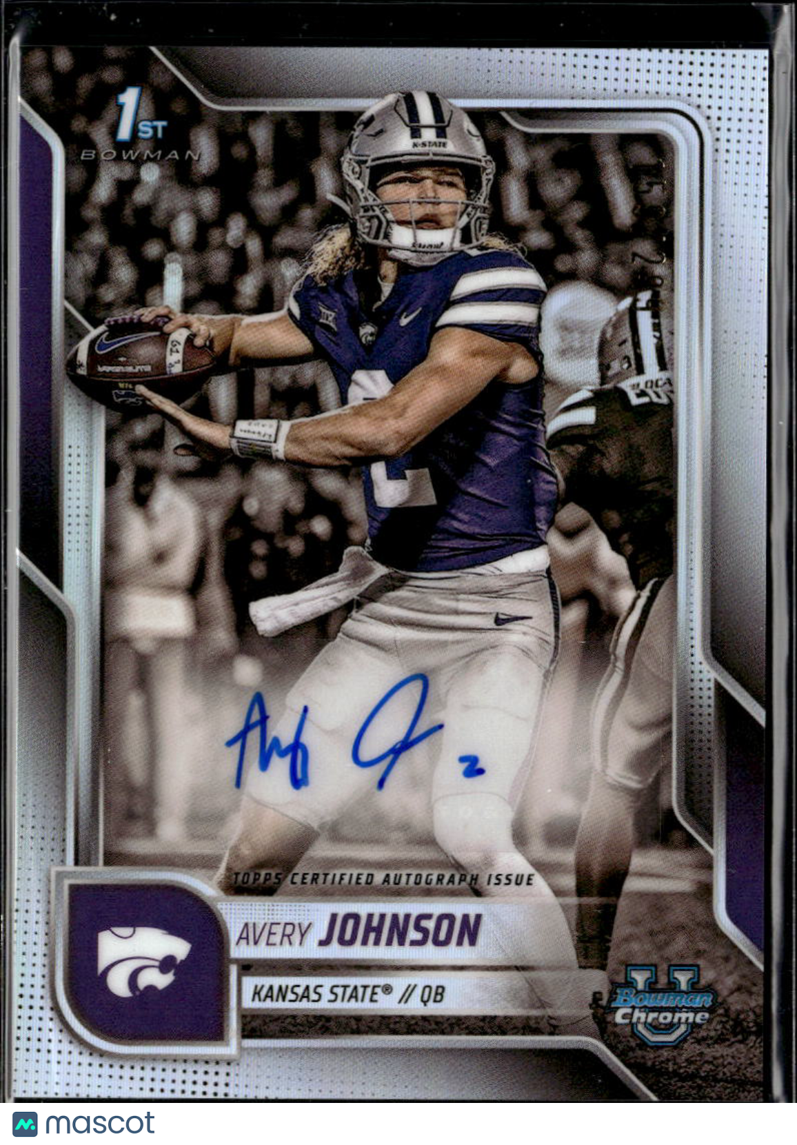 Avery Johnson 2025 Bowman Chrome 1st Auto Autograph /299 Kansas State