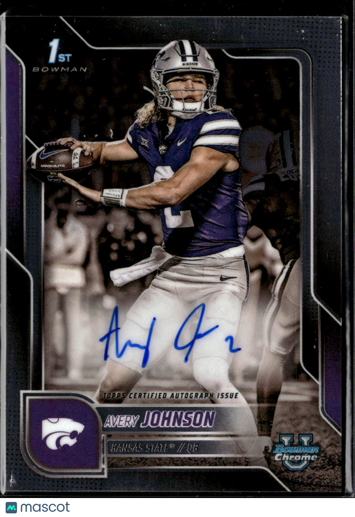 Avery Johnson 2025 Bowman Chrome 1st Auto Autograph RC Kansas State Wildcats
