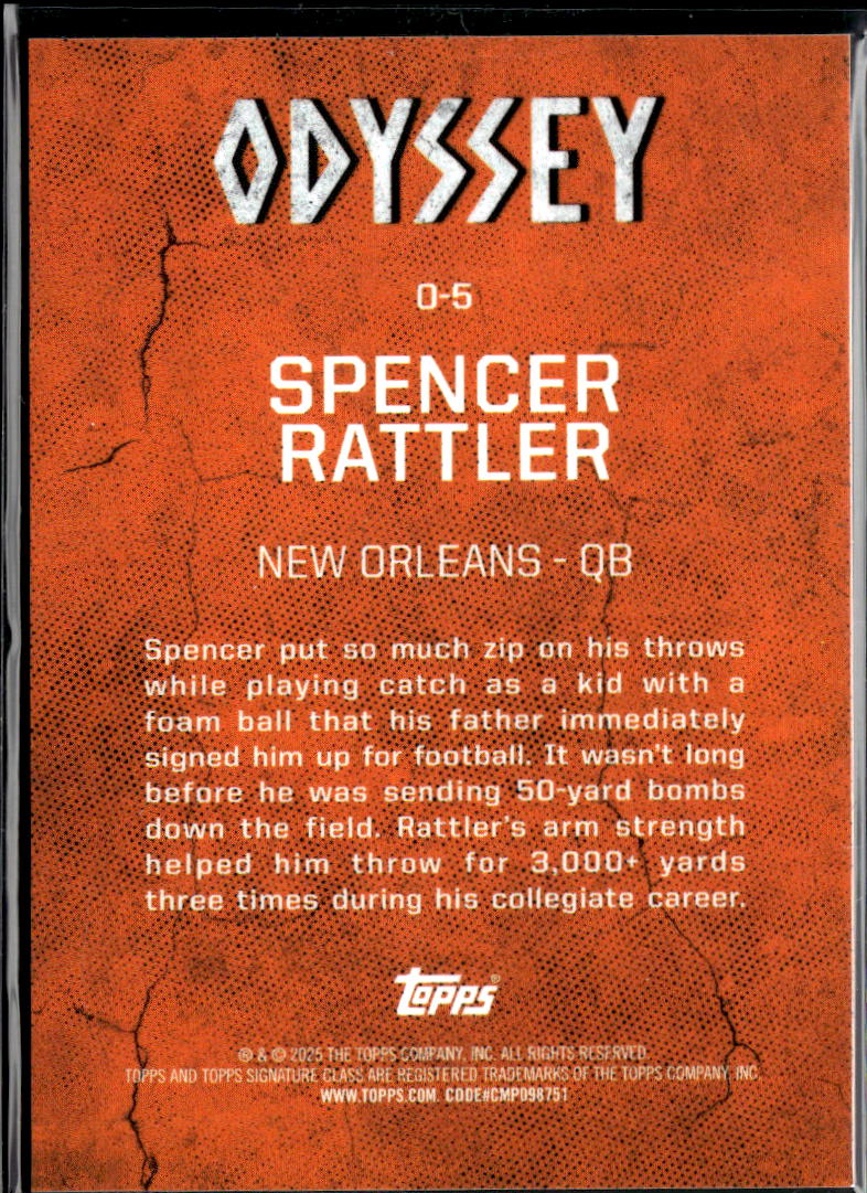 Spencer Rattler 2025 Topps Composite Odyssey RC New Orleans Saints