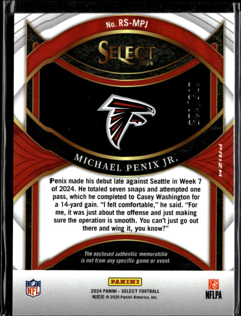 Michael Penix Jr. 2024 Select Jersey Patch RC Rookie Silver Atlanta Falcons