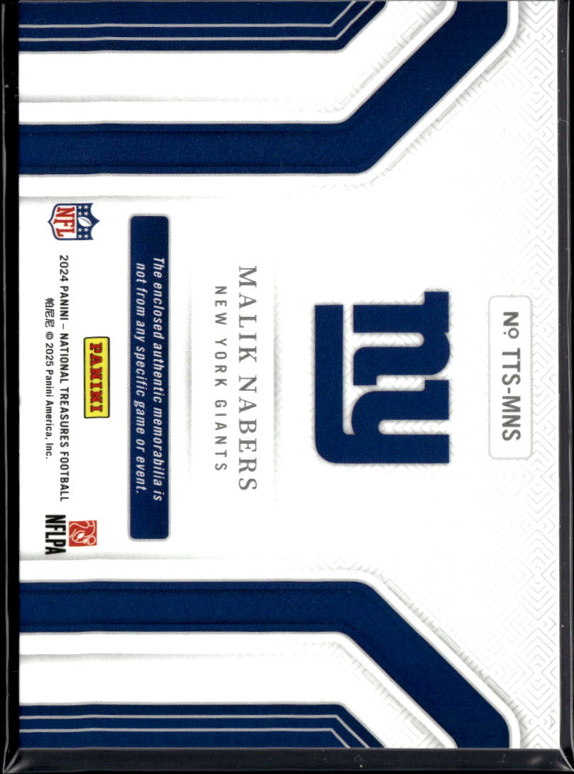 Malik Nabers 2024 National Treasures Jersey Patch RC 4/99 New York Giants