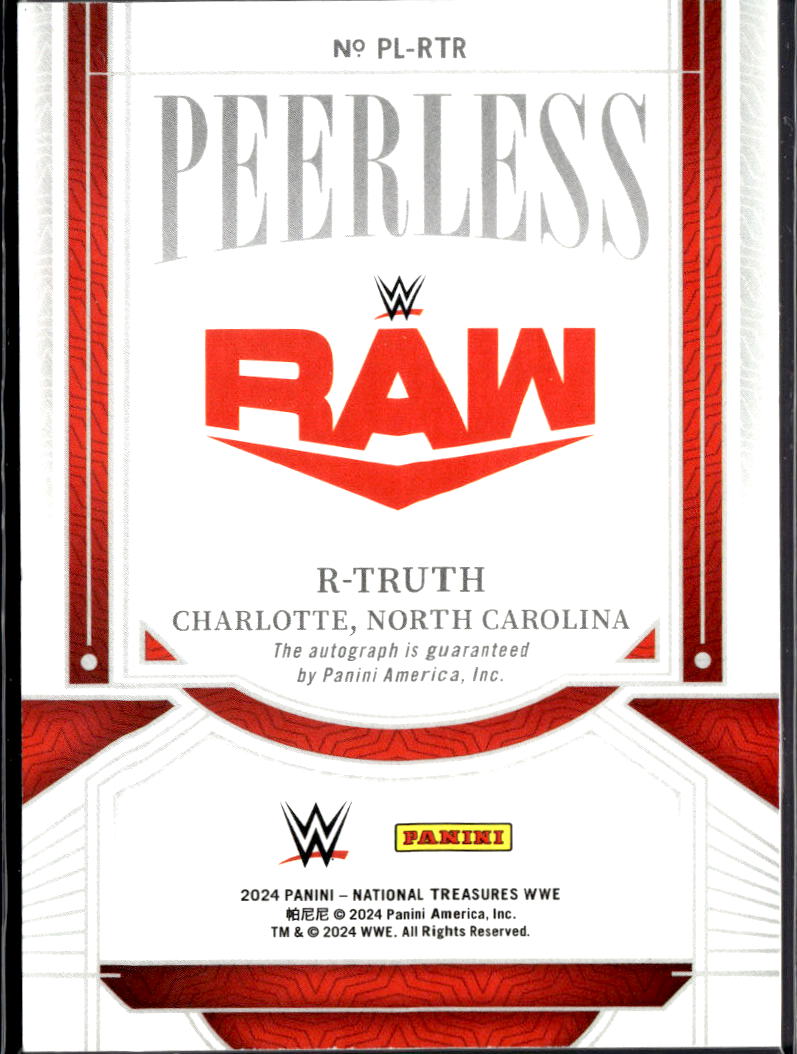 R-Truth 2024 National Treasures WWE Peerless Auto Autograph GOLD 4/10 RAW