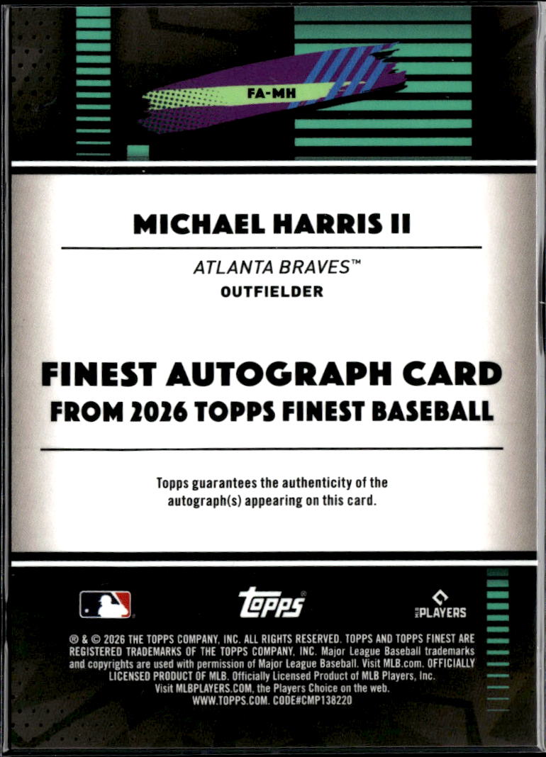 Michael Harris II 2026 Topps Finest On Card Auto Autograph Atlanta Braves