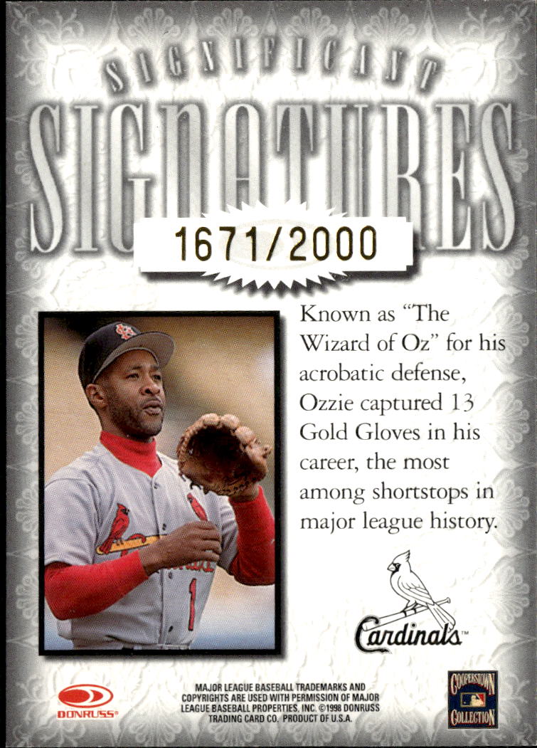 Ozzie Smith 1998 Donruss Significant Auto Autograph 1671/2000 Cardinals