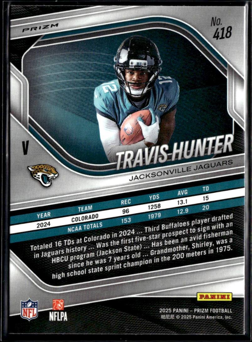 Travis Hunter 2025 Prizm Variation Silver Prizm RC Jacksonville Jaguars