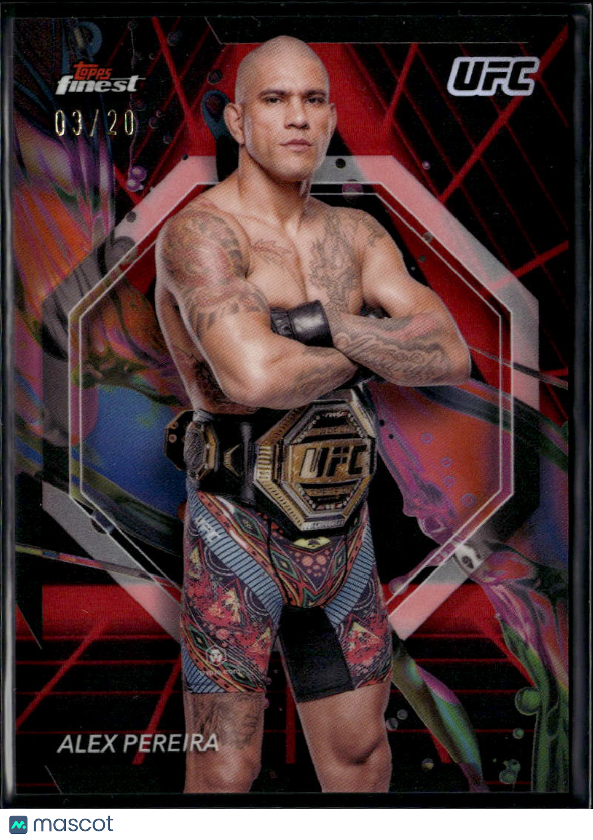 Alex Pereira 2024 Topps Finest Black Vapor Refractor SSP UFC MMA 3/20