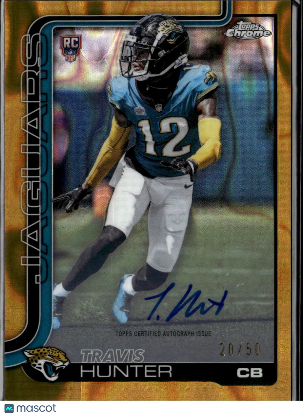 Travis Hunter 2025 Topps Chrome Variation Auto Autograph RC GOLD 20/50 Jaguars