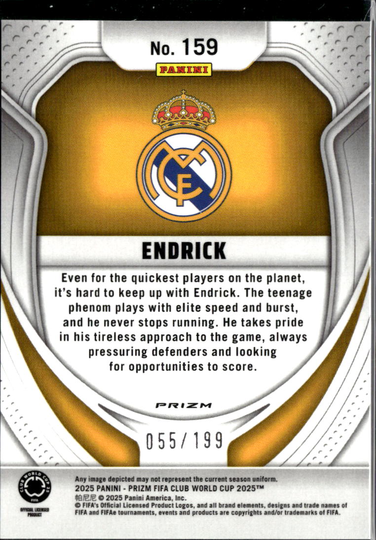 Endrick 2025 Prizm FIFA Club World Cup Orange Prizm 55/199 Real Madrid