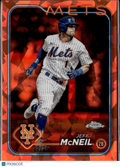Jeff McNeil 2024 Topps Chrome Sapphire Orange Refractor 22/25 New York Mets