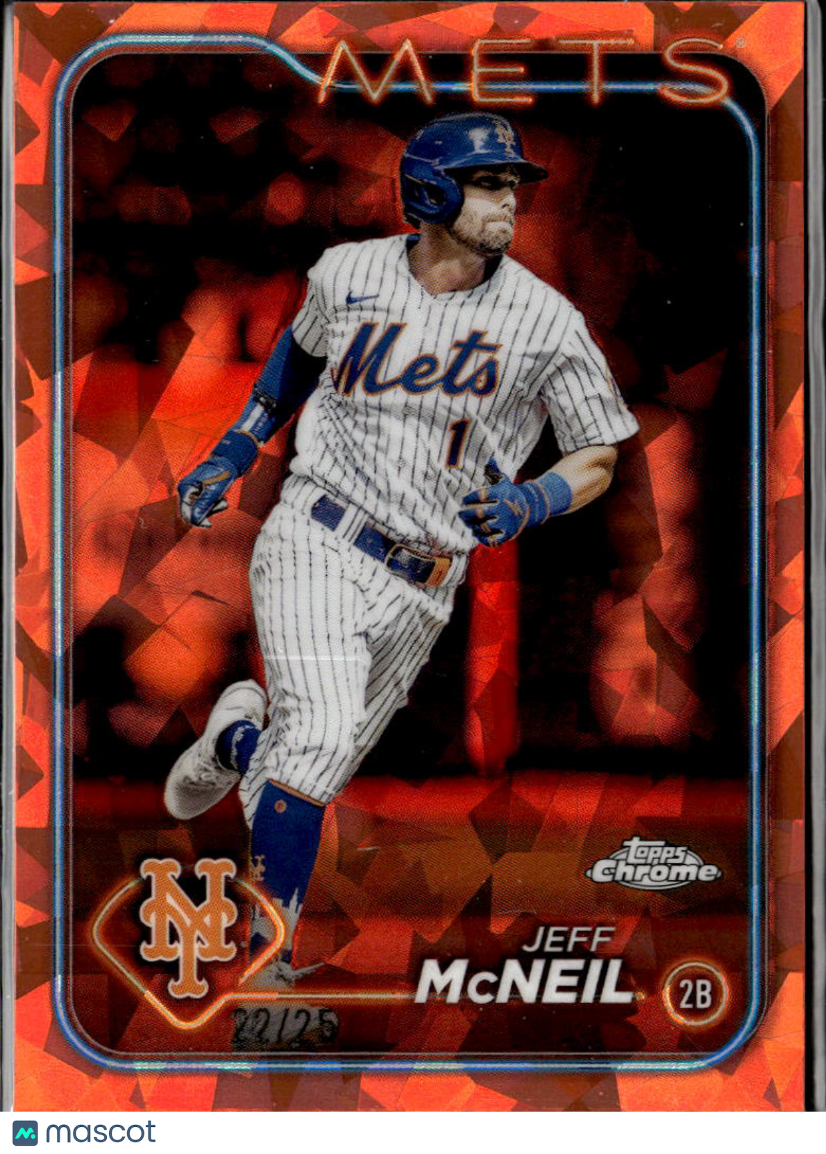 Jeff McNeil 2024 Topps Chrome Sapphire Orange Refractor 22/25 New York Mets